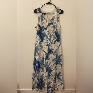 Talbots 12 Linen Cotton Long Maxi Dress Vacation Breathable Cruise Coastal